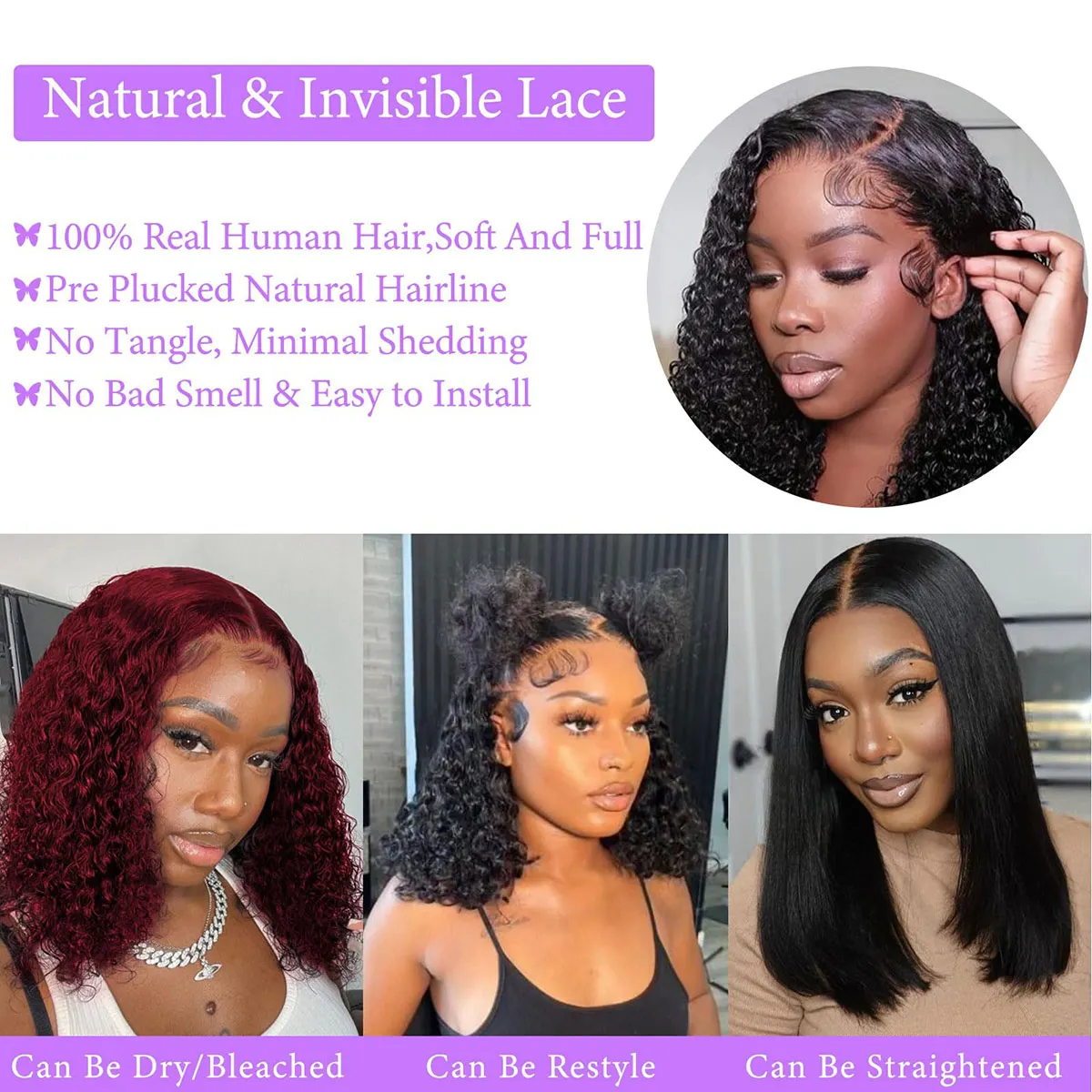 Фото Супердлинные кудрявые парики Pixie Curls 5×5 без клея, 100% натуральные человеческие волосы, натуральный черный цвет, кудрявые парики для женщин, 13x6, 13x4, HD кружевные парики №4