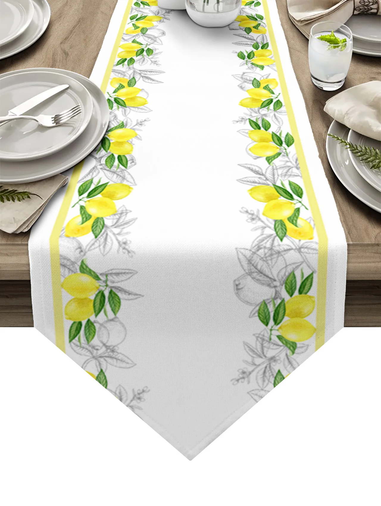 

Summer Fruit Watercolor Lemon Coffee Table Decor Tablecloth Wedding Decoration Dinning Table Decoration Table Runner