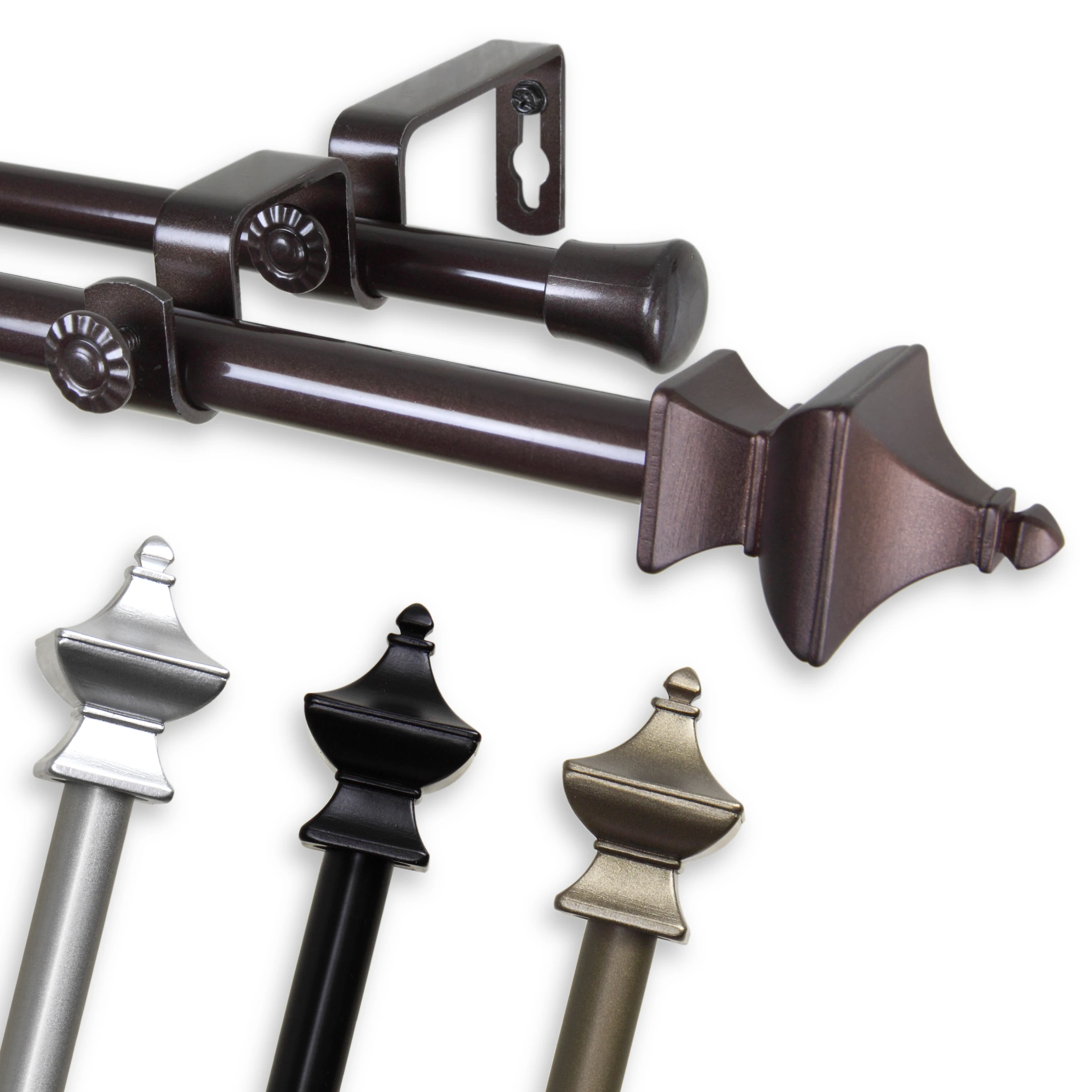 

Steel 0.62" Modern Double Curtain Rod, Brown