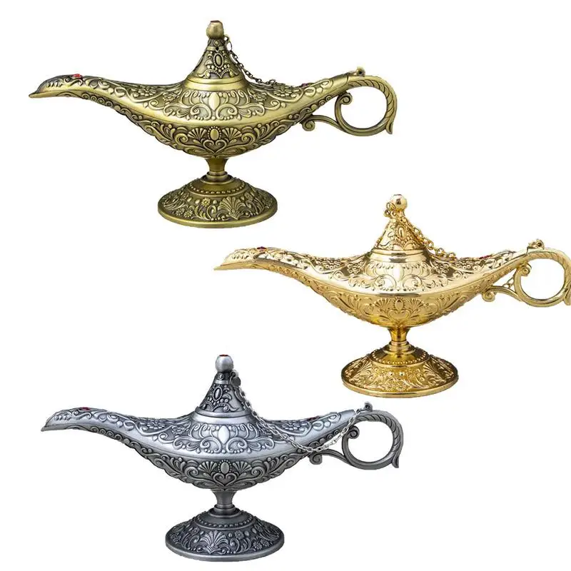 

Aladdin Home Decor Incense Burners Antique Style Fairy Tale Magic Lamps Tea Pot Genie Lamp For Creative Craft Decoration