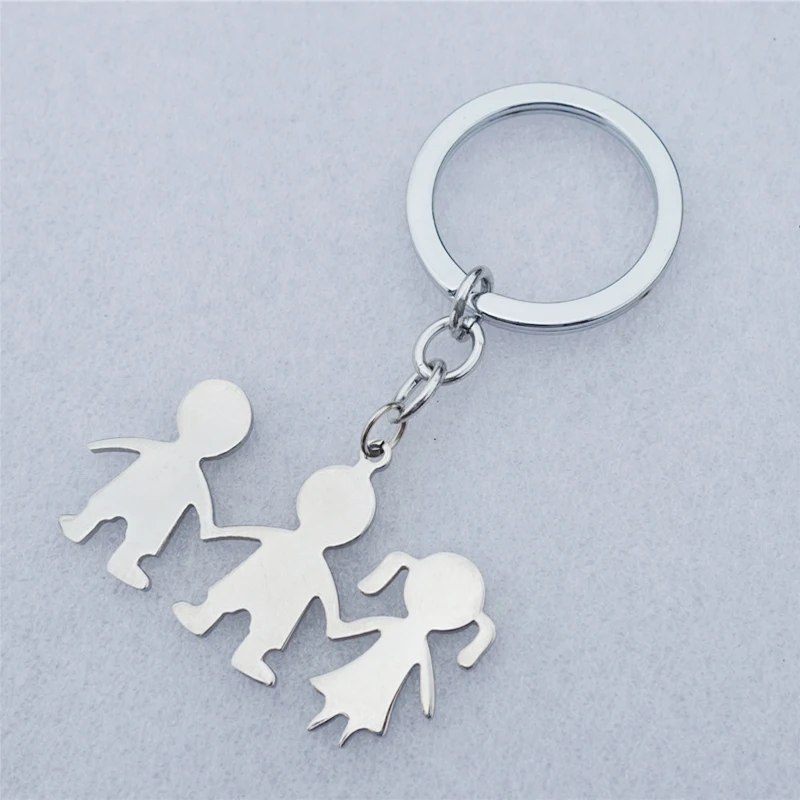 

12 Pieces Boy Girl Brother Sister Keychains Stainless Steel Love Family Members Keyrings Children Person Jewelry Wholesale