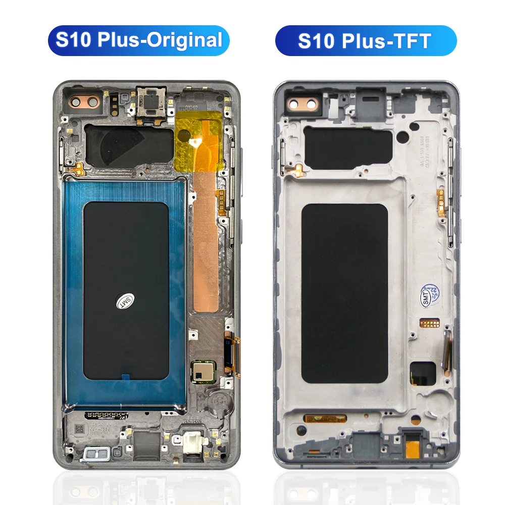 Tanie Ekran Z Ramką Do Samsung Galaxy S10 + / S10 Plus G975F/DS Wyświetlacz Lcd Ekran Dotykowy Digitizer Do Samsung Galaxy S10 G973F/DS