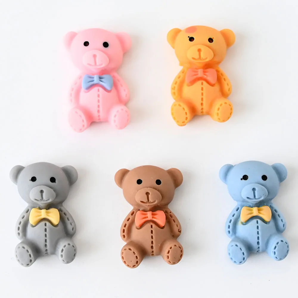 

20Pcs/Bag Cute Bowknot Bear Nail Art Charms 3D Resin Kawaii Animal Rhinestones For Nail Art Decoration Manicure Accessories