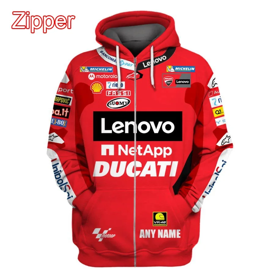 

Ducati Motorcycle Club Leisure Party In Autumn 2022 Red Zip Hoodie Outdoor Racing Cycling Cross Country Sports Oversize Pullover