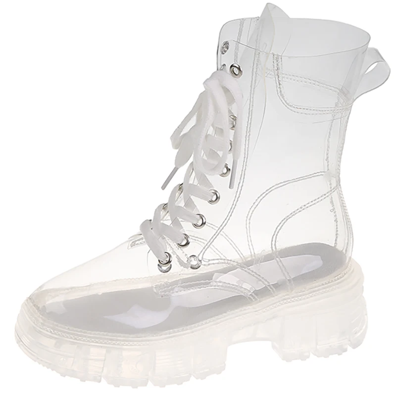 2022NewFashion Women Boots  Clear Women's Shoes Platform Ankle Boots 2022 Chunky Heel Autumn Winter Waterproof Rain Boots Female