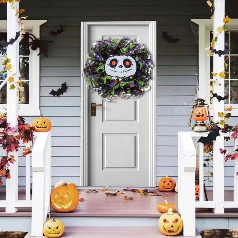 

Halloween Wreath Spooky Ghost Pumpkin Face Halloween Wreath Haunted House Decor for Door Window for Halloween Party Front Wall