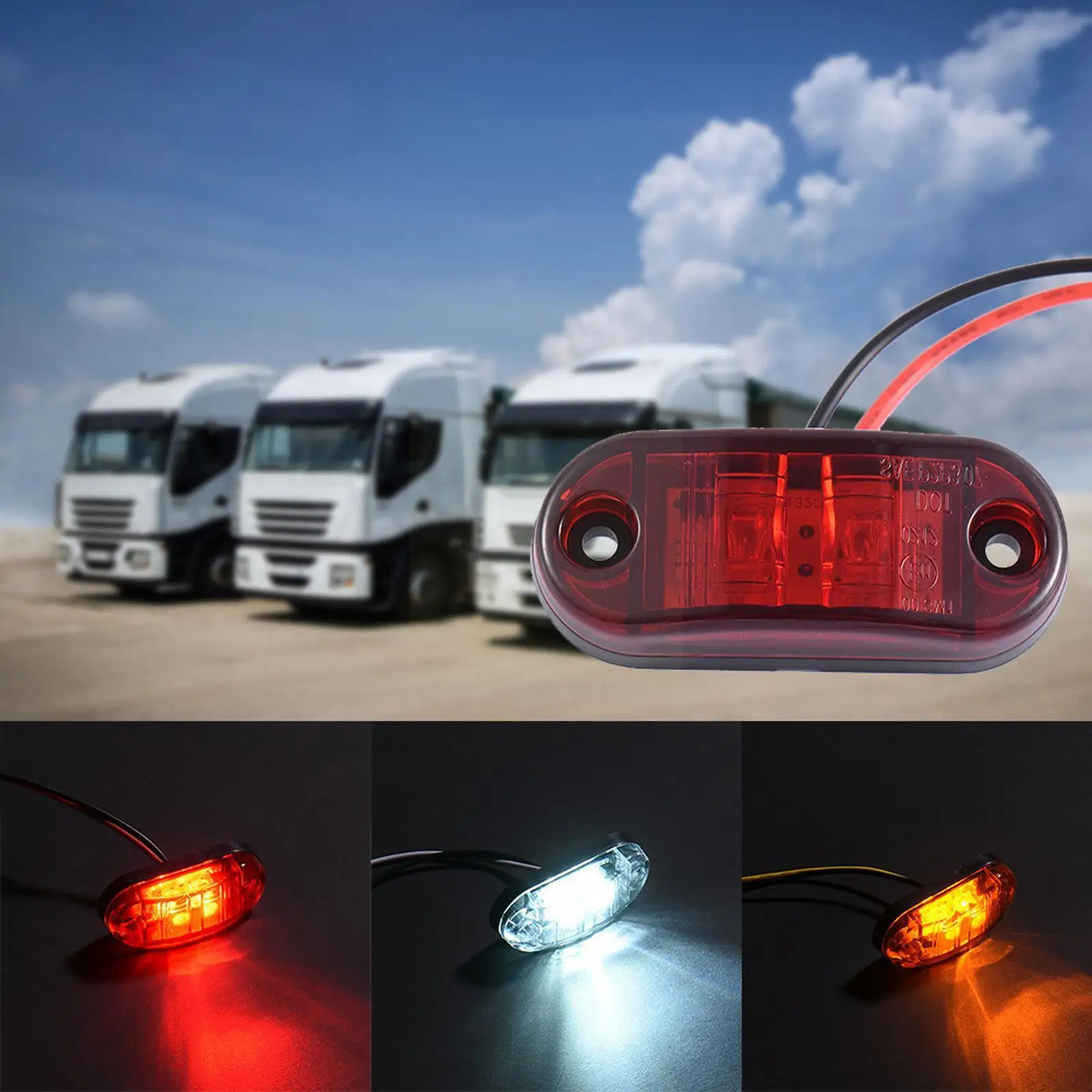 

12V 24V Universal 2 Led Oval Clearance Side Marker Trailer Light Car Truck Lorry Tail Caravan Lamp Accessories L8E7