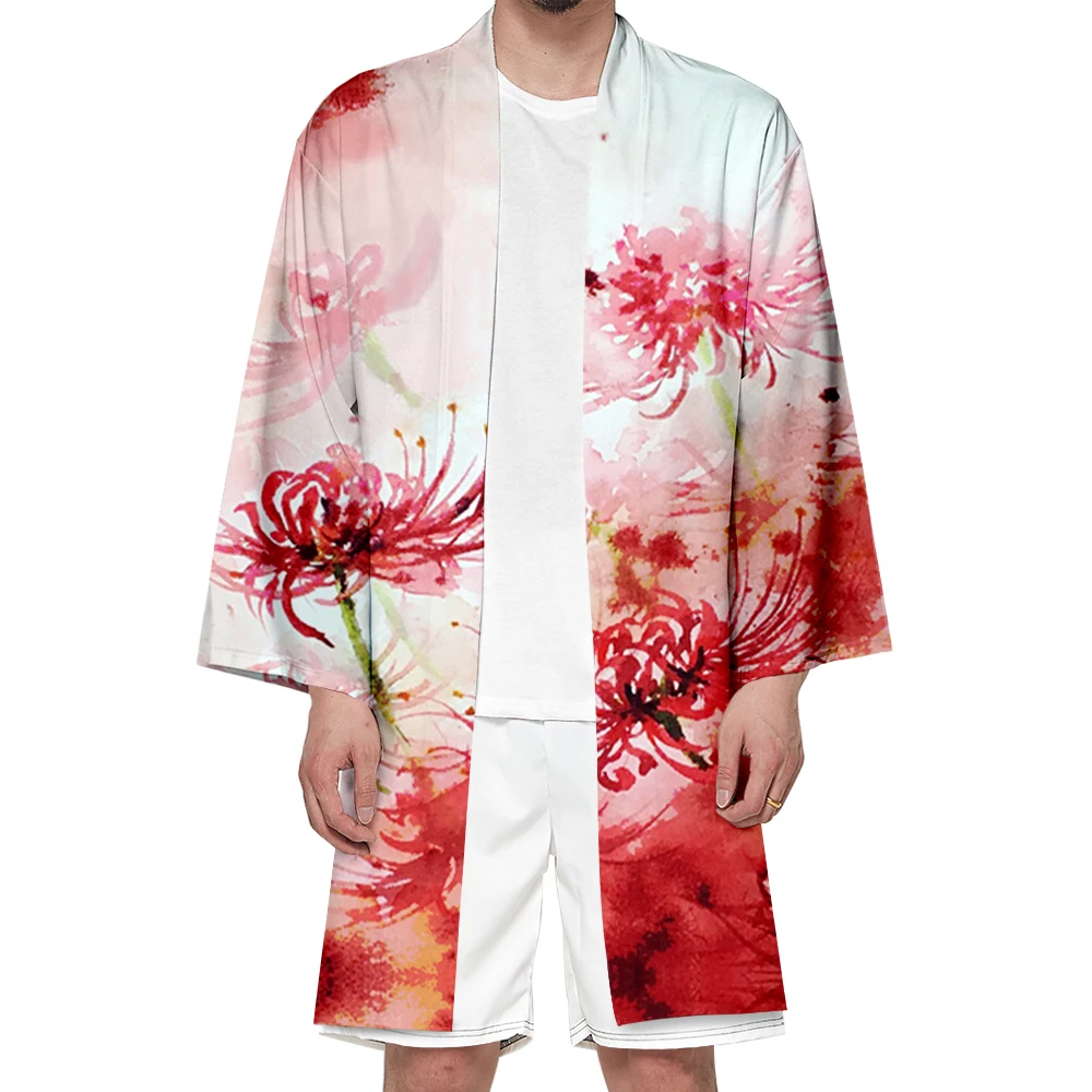 

Kimono Men's and women's clothing Japanese-style 3D digital printing Japanese traditional clothing cardigan flowers