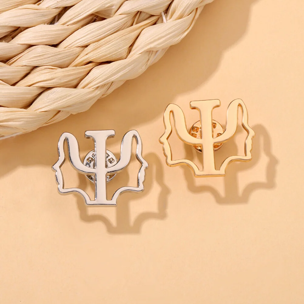 2 Pcs Collar Pin Symbol Lapel Cap Decorations Psi Brooch Badge Scarf Birthday European American Jewelries Women Hats