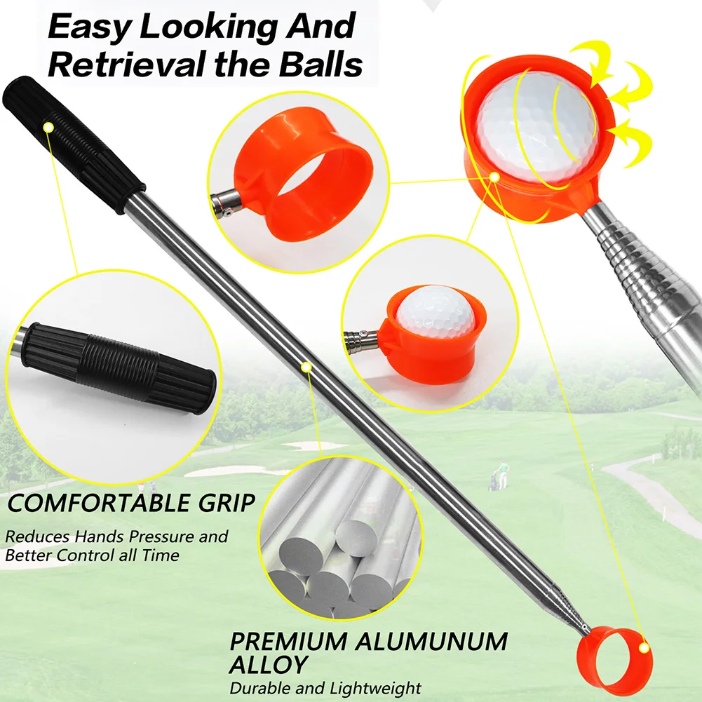 Retriever Telescopic Comfortable Handle Golf Ball Pickup Stainless Steel Outdoor Golf Accessories