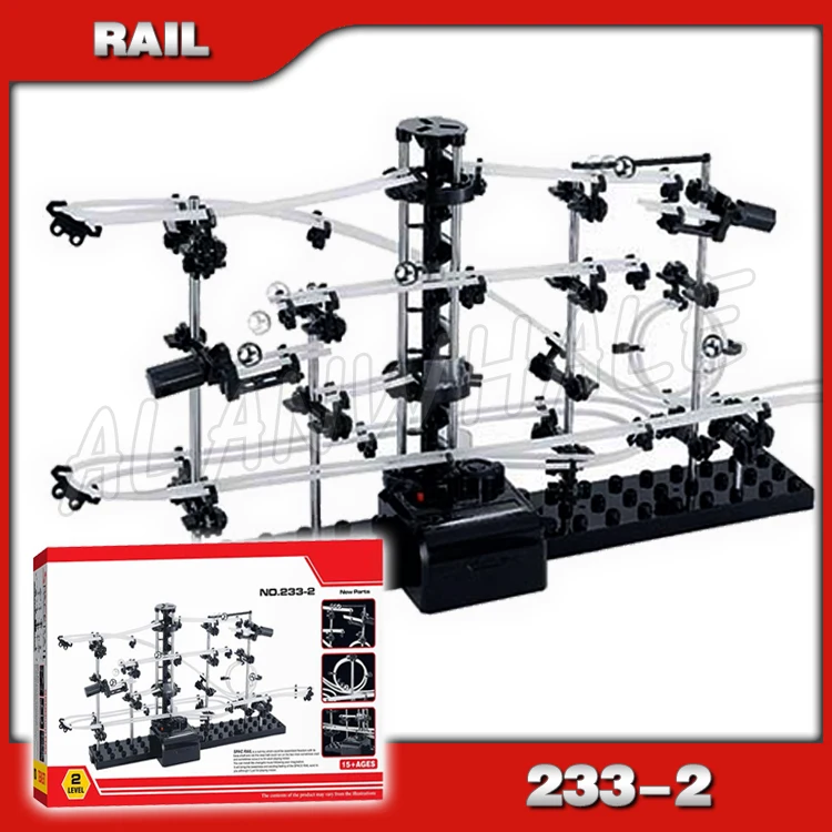

550cm Rail Level 2 Marble Run Maze Roller Coaster Electric Elevator Model Building Boys Educational Kits Rolling ball Sculpture