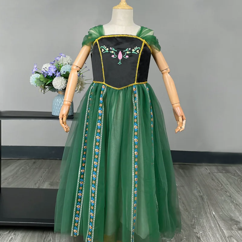 

2023 Fashion Princess Dresses Girls Dress Short Sleeve Summer Mesh Skirt Party Dress for Kids Girl Children Long Costume Frocks