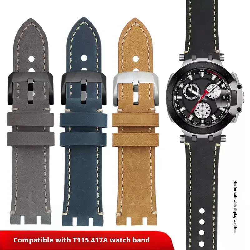 Ремешок для часов Tissot Racing t115417a мужской прочный браслет из воловьей кожи в стиле