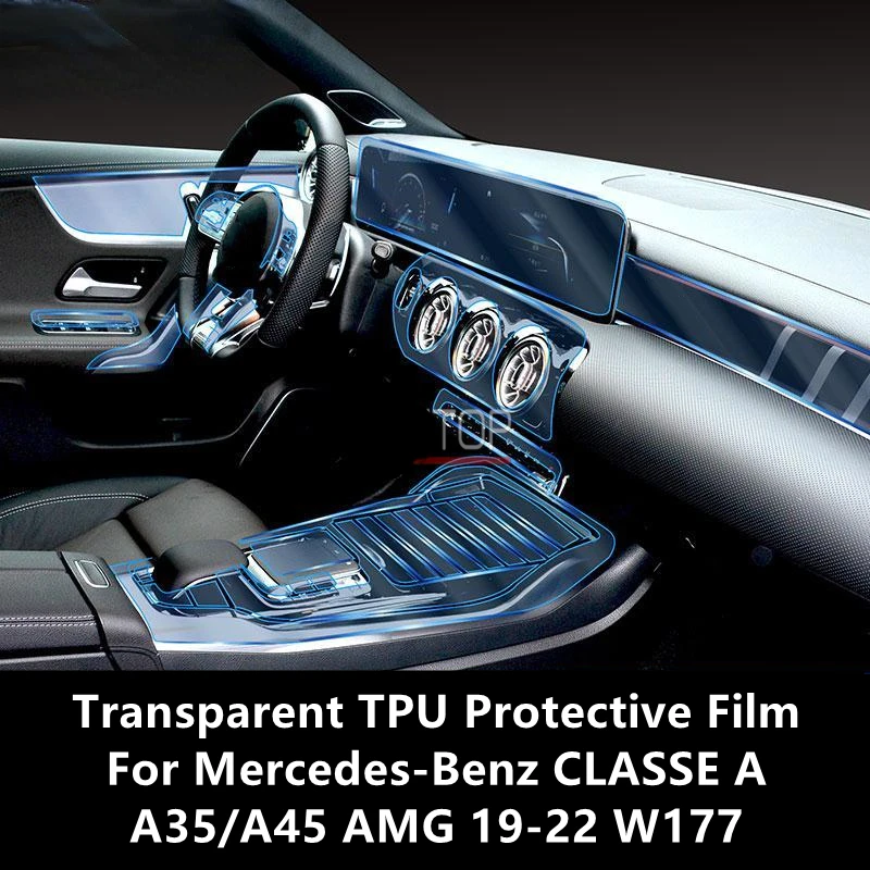 

For Mercedes-Benz CLASSE A A35/A45 AMG 19-22 W177 Car Interior Center Console Transparent TPU Protective Film Anti-scratchRepair