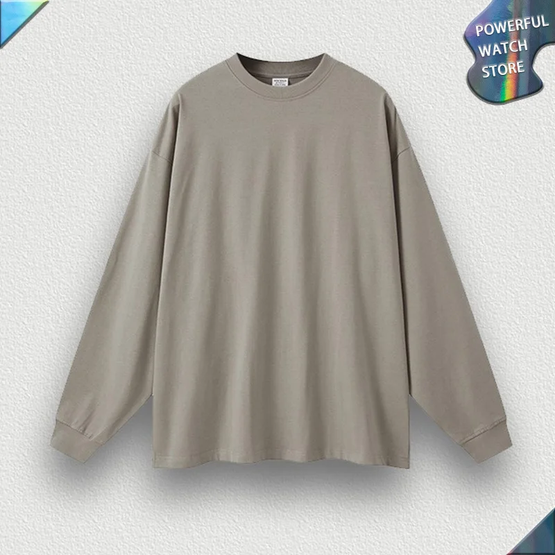 

2023 осенне-зимняя Тяжелая рубашка земляного цвета 305 г американская уличная Однотонная рубашка оверсайз с длинным рукавом для мужчин