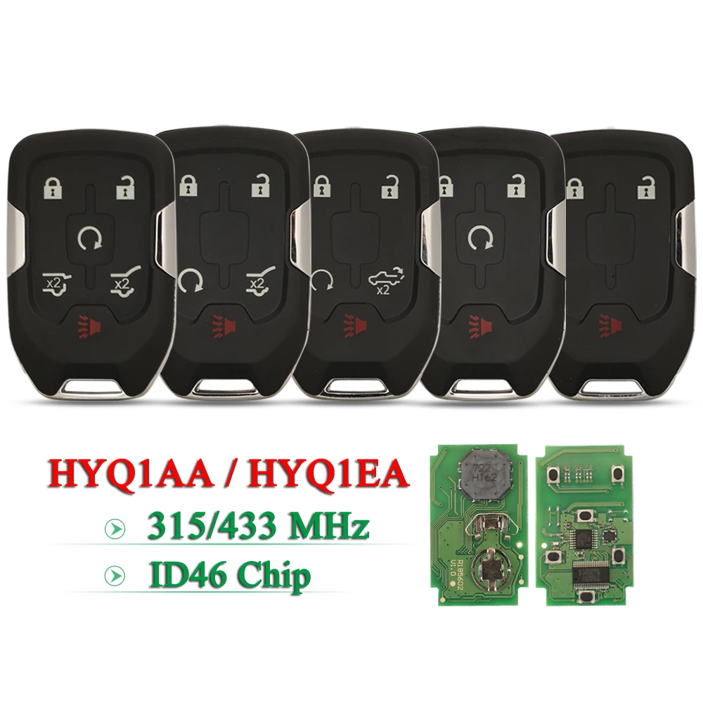 Дистанционный Ключ Для Смарт-карт Jingyuqin Совместимый С Chevrolet Gmc Sierra 3/4/5/6btn 315/433 Мгц