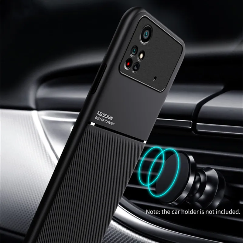 For Xiaomi Poco M4 Pro 4G Case Car Magnetic Holder Leather Back Cover For Poco Poko Pocco Little M4Pro M 4 Pro 4Pro M4 Pro Cases