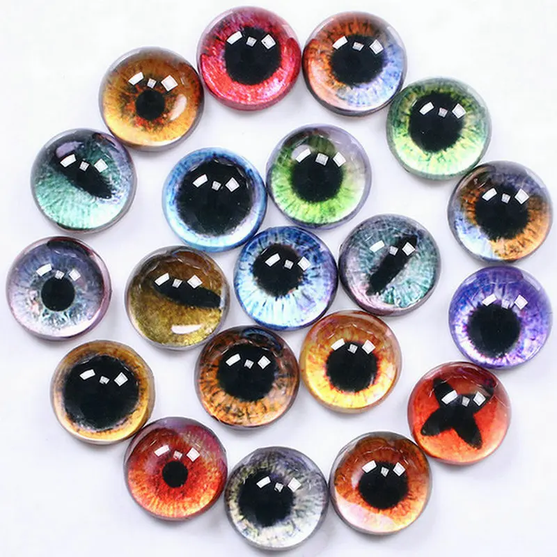 

50/30/20/10PCS Glass Eyes Cabochons Round 10MM Round Dome Dragon Eye Dragon Cat Eye Toys DIY Jewelry Accessory