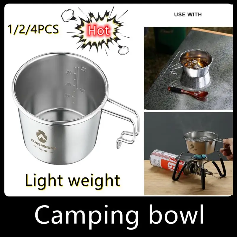 

Outdoor Stainless Steel 450ml Bowl Picnic Tableware Portable Camping Cups Picnic Cookware With Storage Bag Supplies