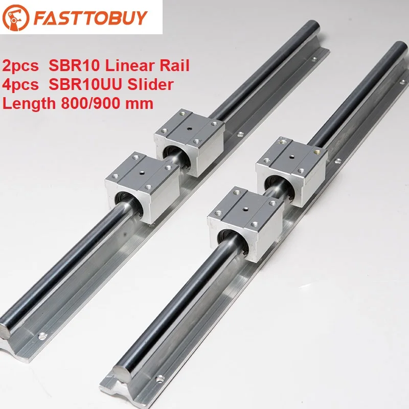 

2 pcs SBR10 Linear Guide Rail of Length 800/900mm with 2pcs Cylindrical Guide and 4pcs Slider for CNC Wide Application