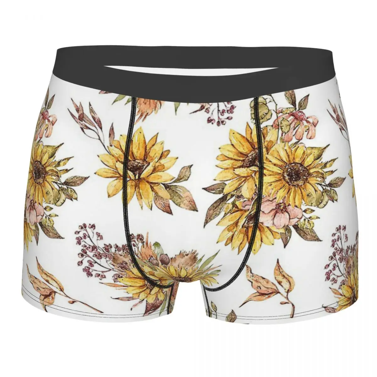 

Watercolor Sunflowers Bouquet Illustration Sunflowers Towards Sun Flower Underpants Panties Shorts Boxer Briefs Men's Underwear