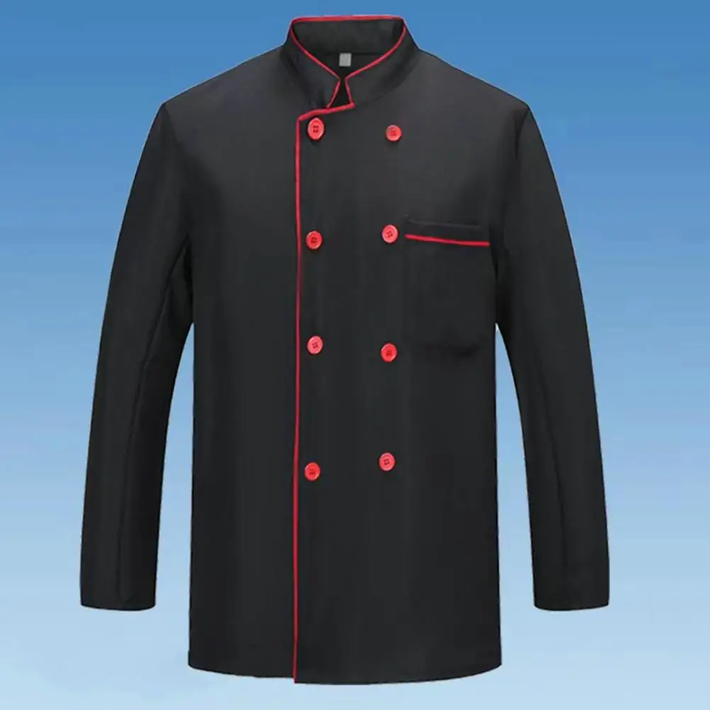 

Handsome Uniform Breathable Chef Jacket Button Closure Unisex Adult Kitchen Chef Coat Working