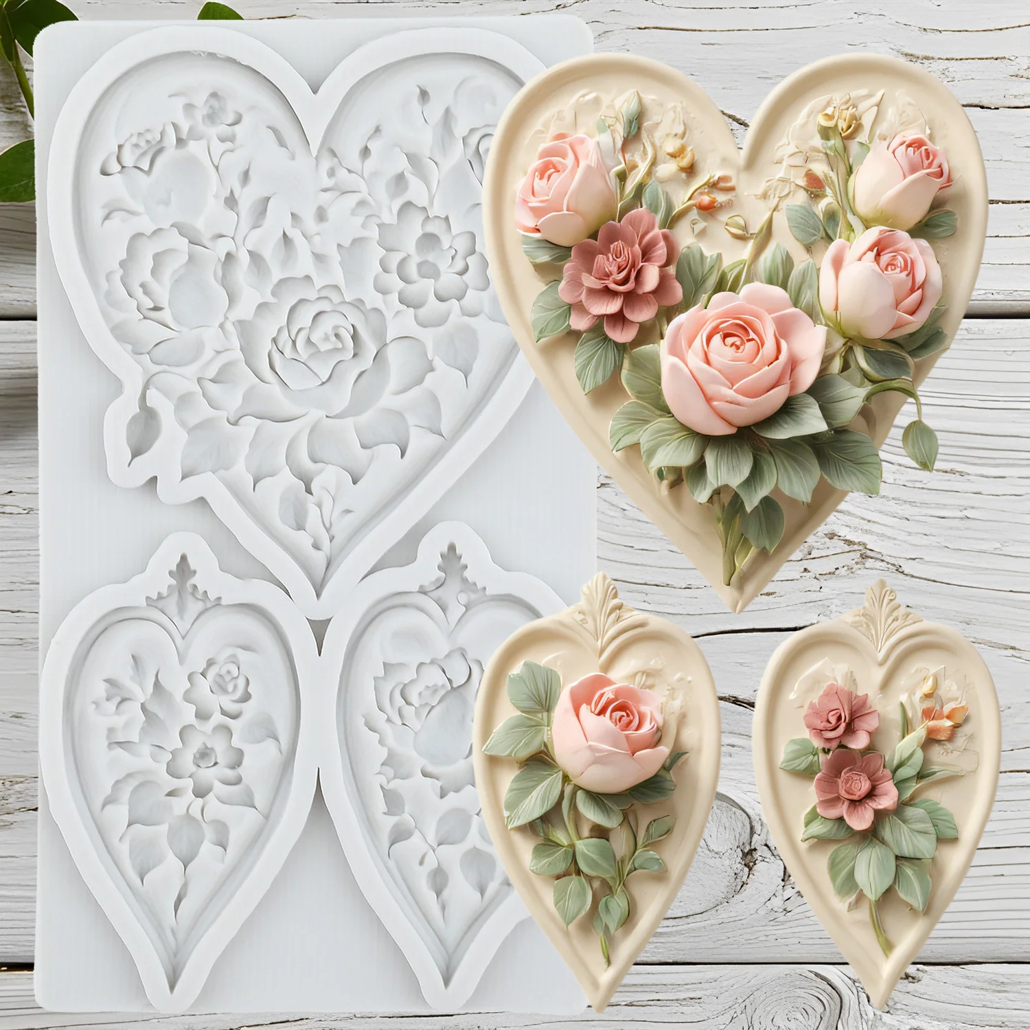 Силиконовые формы для торта сердце роза