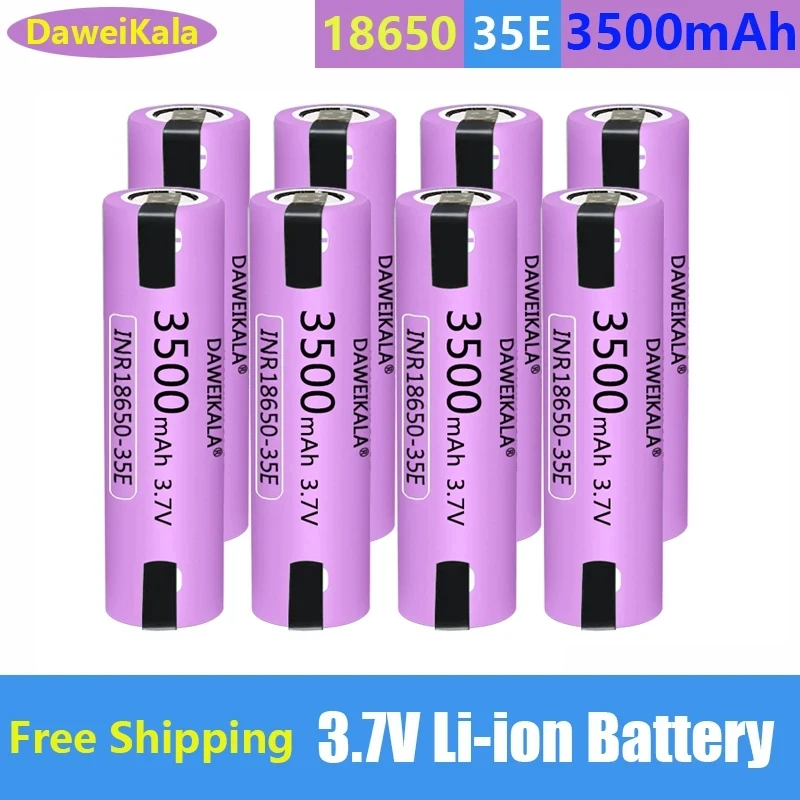 

10 шт. 100% DAWEIKALA 35E 18650 3500 мАч 20A разрядка INR18650-35E 3,7 в 18650 Батарея 3,7 в перезаряжаемая батарея + DIY никель