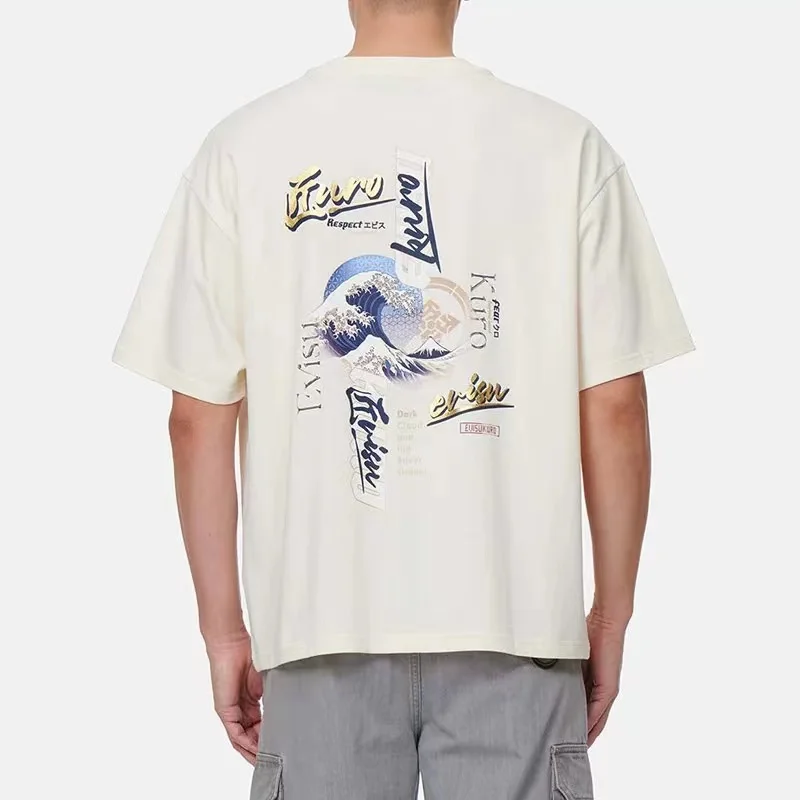 

Japanese Style M Print Pattern Y2K Men's T-Shirt Hip Hop Style 100% Cotton Short Sleeve For Lovers Japanese Fashion Brand