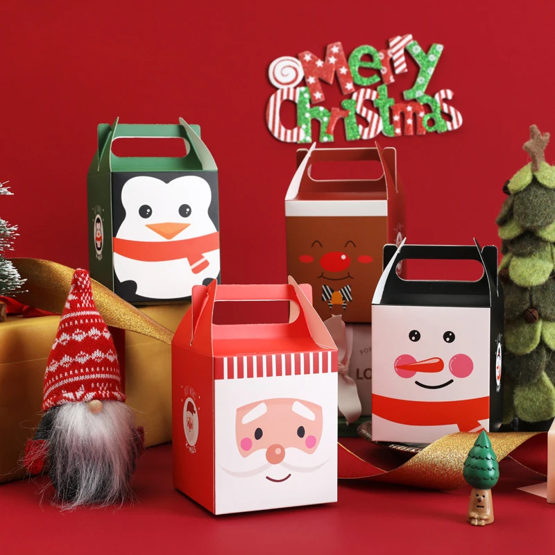 Apple Candy Gift Packaging Box Santa Claus Kids Holiday Happy New Year Party Decor Supplies