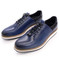 2021 mens genuine cow leather casual shoes 39 46 size black blue sneaker lace up breathable travel fashion daily shoes for men