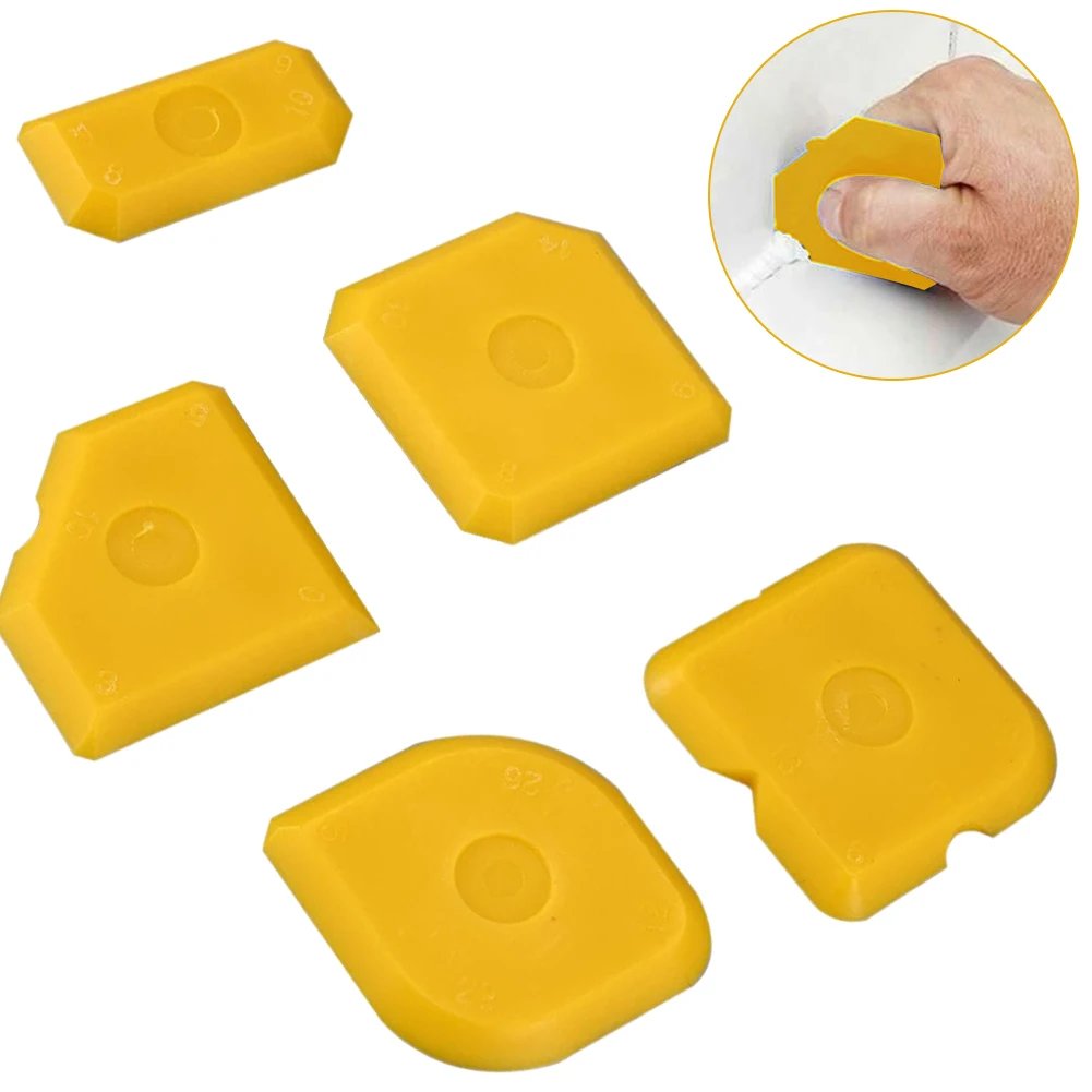 

Plumbing Fixtures 5pcs Silicone Sealant Tool Thermoplastic Rubber Yellow Spreader Finish Kit Caulk Tile Grout Applicator Sets