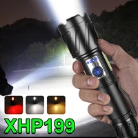 800000lm most high power power led flashlights torch xhp199 powerful tactical flash light 18650 usb rechargeable hand lantern