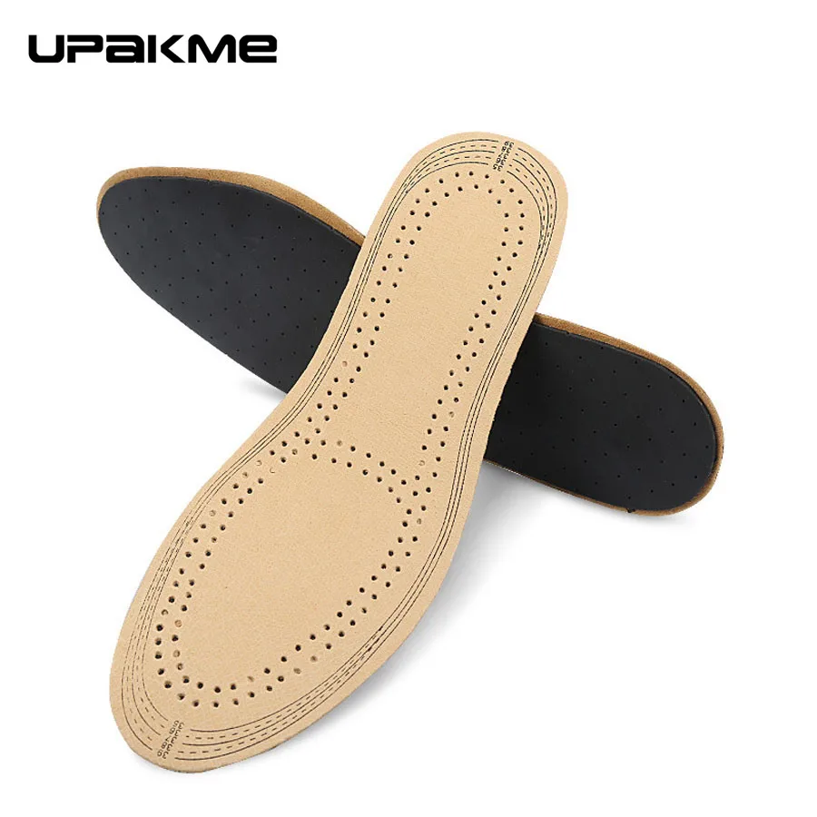 

UPAKME Ultra Thin Breathable Deodorant Leather Insoles Pigskin Instantly Absorb Sweat Replacement Inner Soles Shoes Insoles Pads