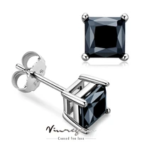 vinregem 925 sterling silver black 5 5mm5 5mm moissanite 100 pass test diamond stud earrings jewelry for women gift wholesale
