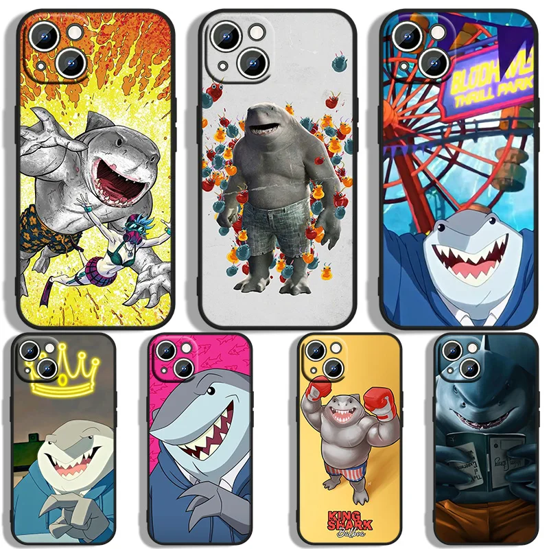 

Nanaue King Shark Phone Case For Apple iPhone 14 13 12 11 XS XR X 8 7 6 6S 5 5S SE Pro Max Plus mini Black Cover