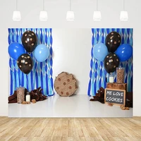 mehofond photography background blue curtain cookies portrait boy birthday party chocolate milk decoration photo backdrop studio