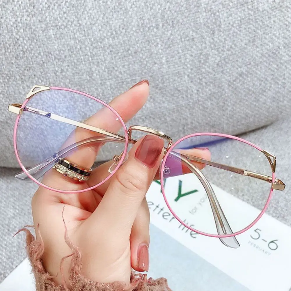 

Women Men Vintage Cute Eye Protection Ultra Light Frame Anti-Blue Light Glasses Computer Goggles Cat Ears Eyeglasses