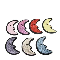 14pcslot 3 5x2cm shinyglittered moon padded appliqued for diy handmade children hair clip accessories hat shoes patches