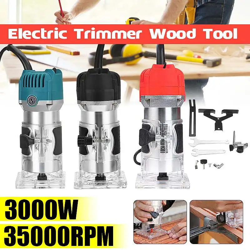 

35000RPM 3000W Electric Woodworking Trimmer Wood Milling Engraving Slotting Trimming Machine Hand Carving Machine Wood Router