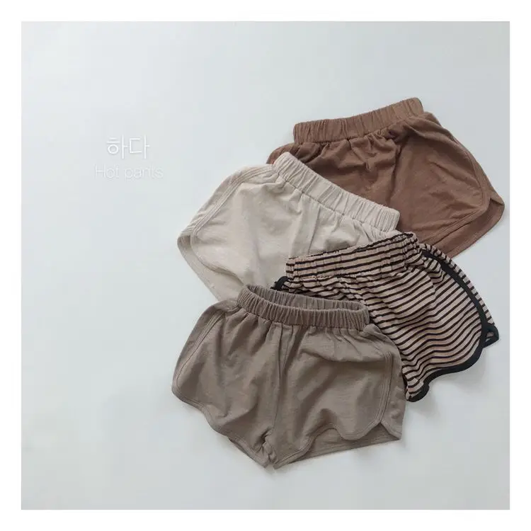 

Retro Japanese Children's Solid Shorts Boys and Girls' Stripe Bonded Loose Shorts