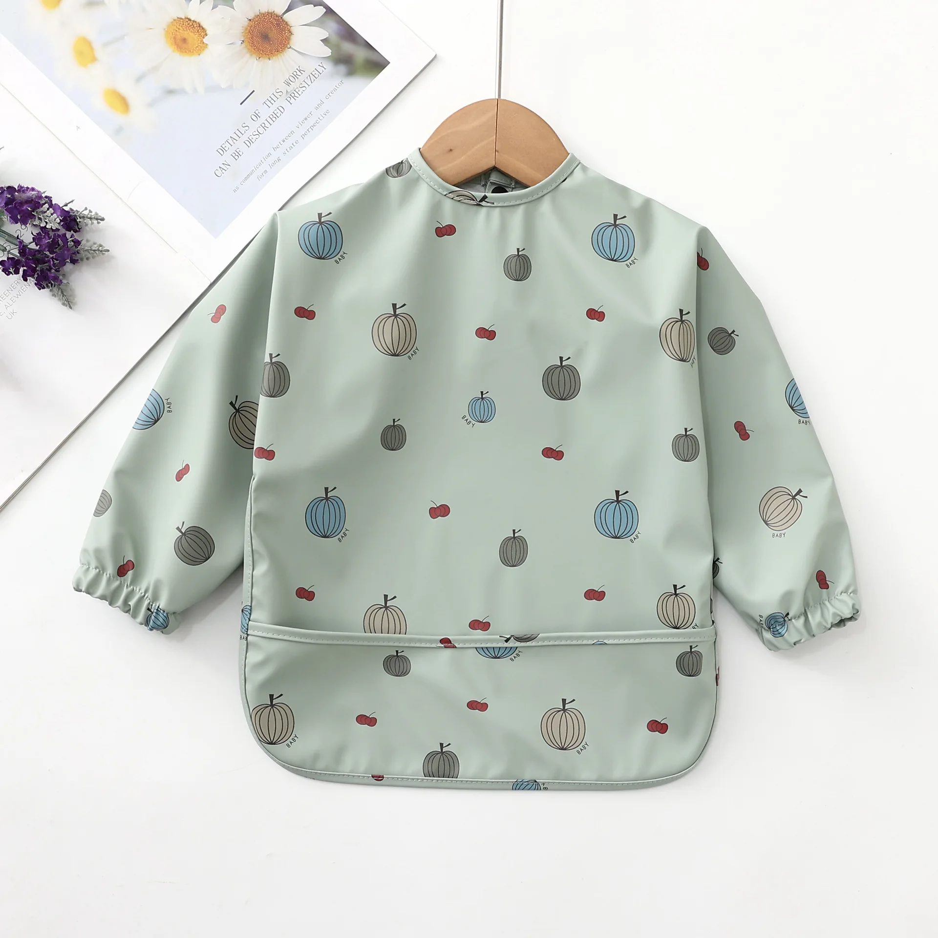 

Cute Baby Bibs Toddler Waterproof Long Sleeve Art Smock Feeding Bib Apron Pocket Infant Boys Girls Burp Cloth Drooling