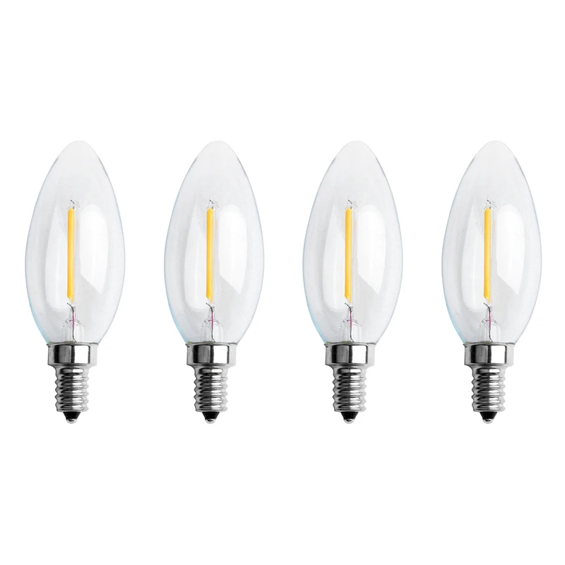 

4X Dimmable E12 2W COB Candle Flame Filament LED Light Bulb Lamp 10X3.5Cm