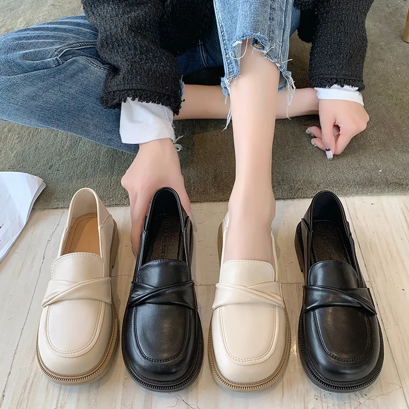 

Туфли-оксфорды женские с круглым носком, мягкие повседневные, без застежки, лоферы, мех, осеннее платье, без застежки