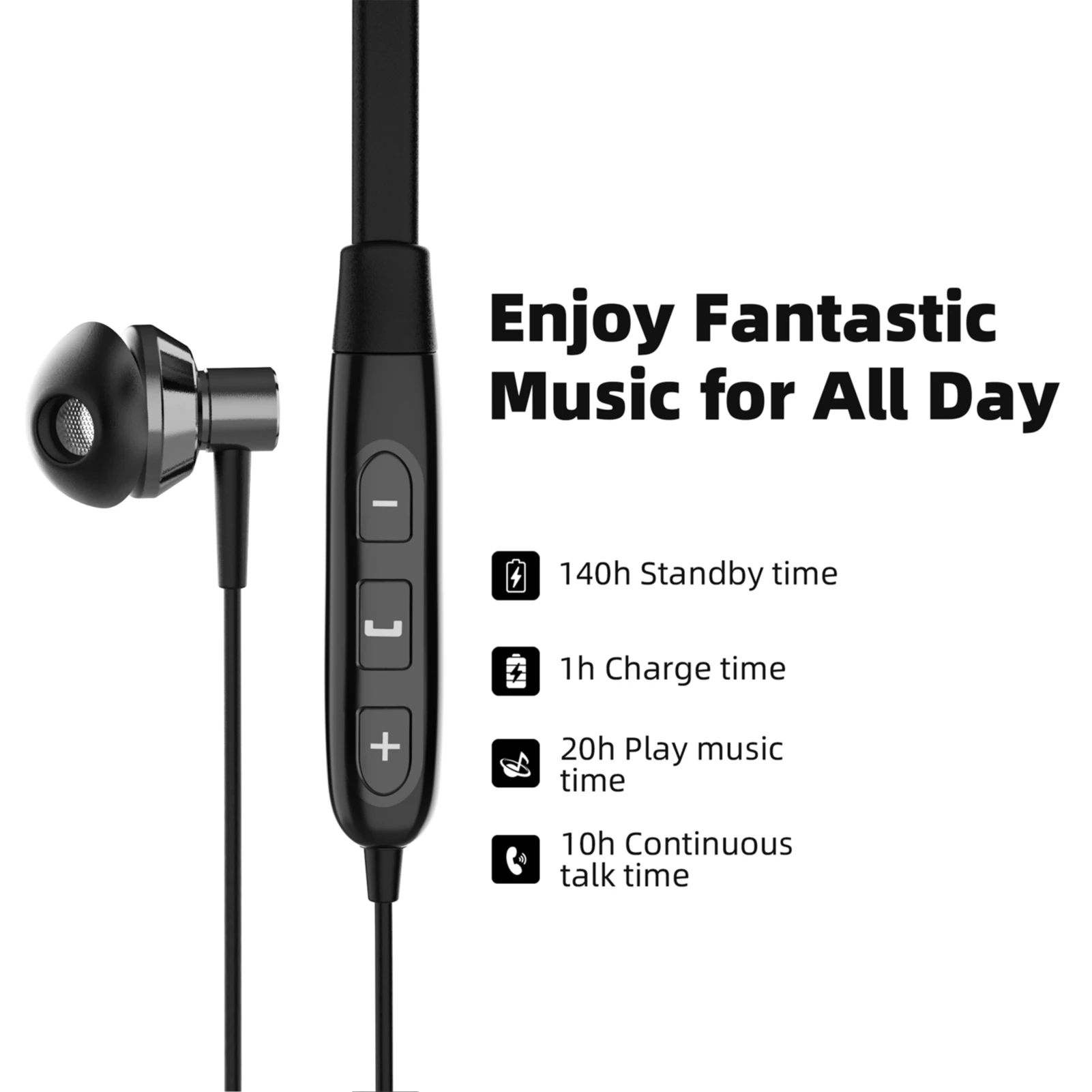 Фото SoundMAGIC S20BT Bluetooth-наушники с шейным ремешком Hi-Fi стерео гарнитура-вкладыш с микрофоном легкие спортивные наушники №4