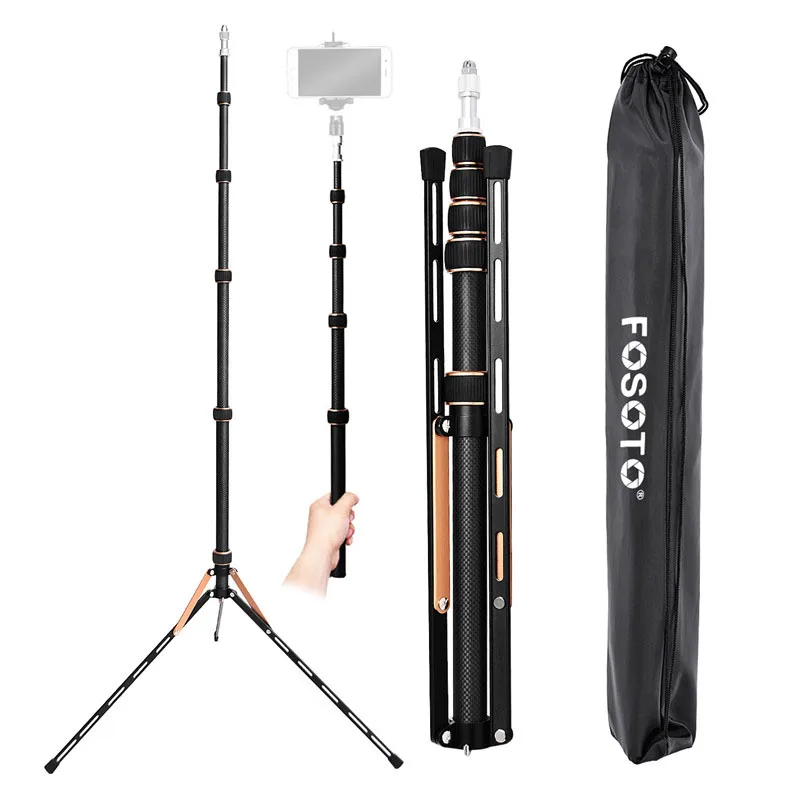 

Fosoto FT-220 Carbon Fiber Camera Tripod With 1/4 3/8 Screw Head Led Light Stand For Photo Studio Photographic Lighting Umbrella