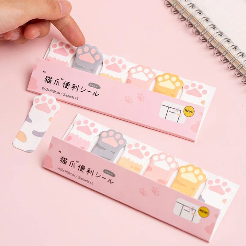 

Kawaii Cat Paw Memo Pads Cute Sticky Notes Korean Stationery Notebook Planner Journal Index Stickers Page Flag Office Supplies