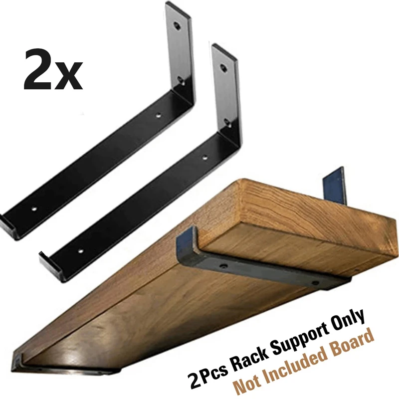 

2 Pcs Wall Mounted Shelf Bracket Brackets Support With Screws Black Iron Art Triangle Shelf Goods Shelves Bookshelf Rod Holder