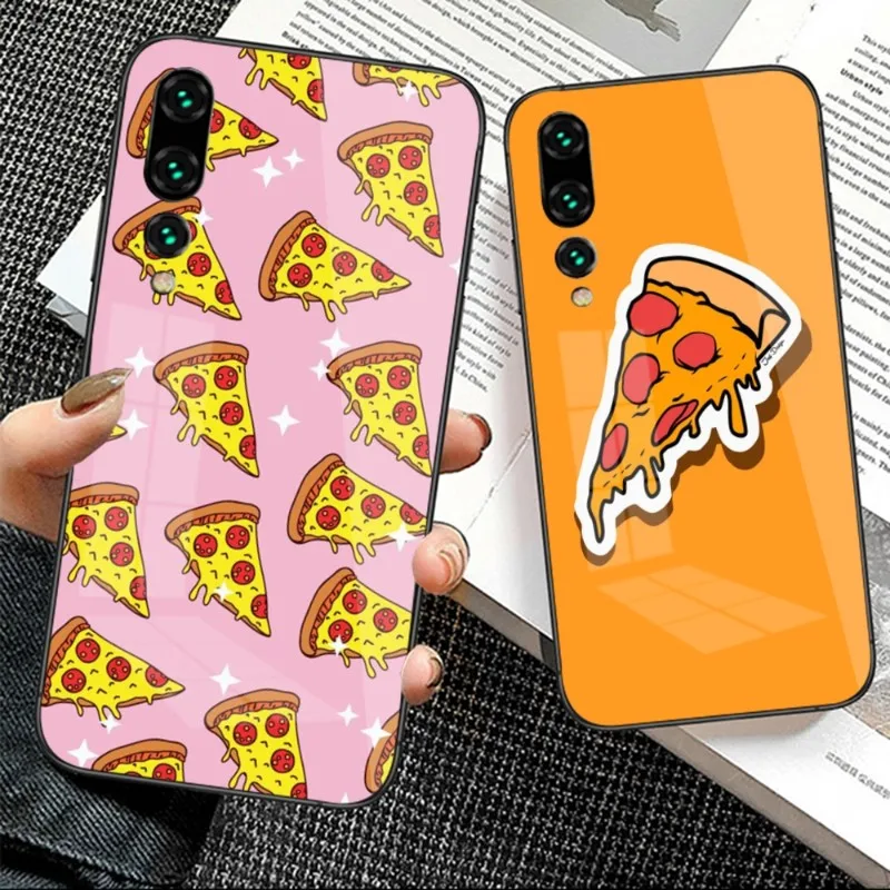 Cheese Pizza Phone Case for Huawei P50 P40 P30 P20 Pro Mate 40 30 20 Pro Nova 9 8 7 PC Glass Cover Funda Shell