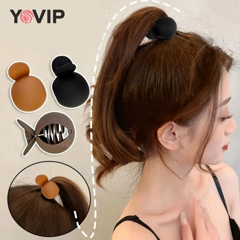 

1Pc Round Grab Clip High Ponytail Fixed Artifact Hairpin Female Back Head Hairclaw Anti-sagging Claw Solid Color Headclip